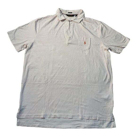 Polo Golf  Ralph Lauren Polo  Shirt Mens White Red Stretch Striped Golf Size XXL - Picture 1 of 10